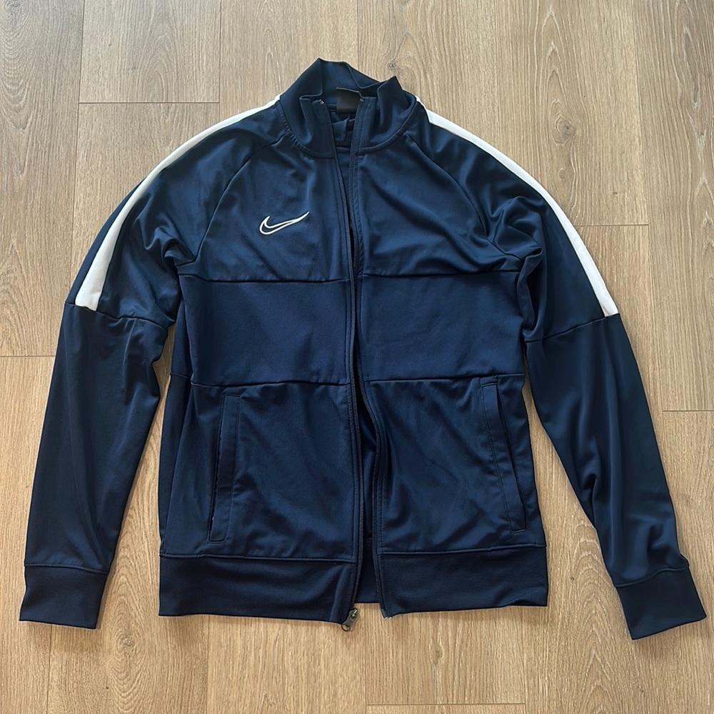 Nike DriFit Zip Up Navy Blue and White Jacket - size Medium